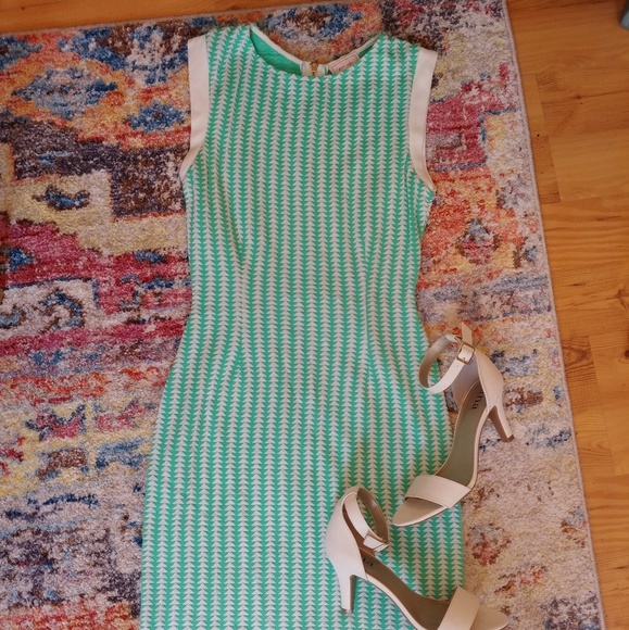 Adorable S Love Ady stretchy teal & white dress - Picture 2 of 9